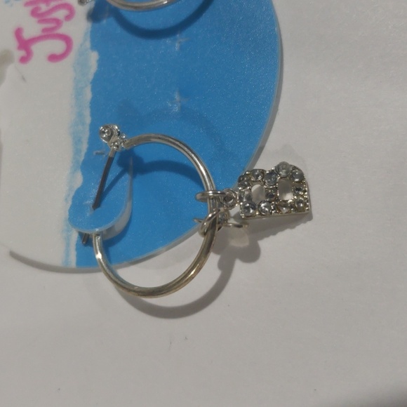 Justice Silver-tone Hoop Earrings Sparkling "B" & star-shaped charms - Girls - Picture 3 of 8